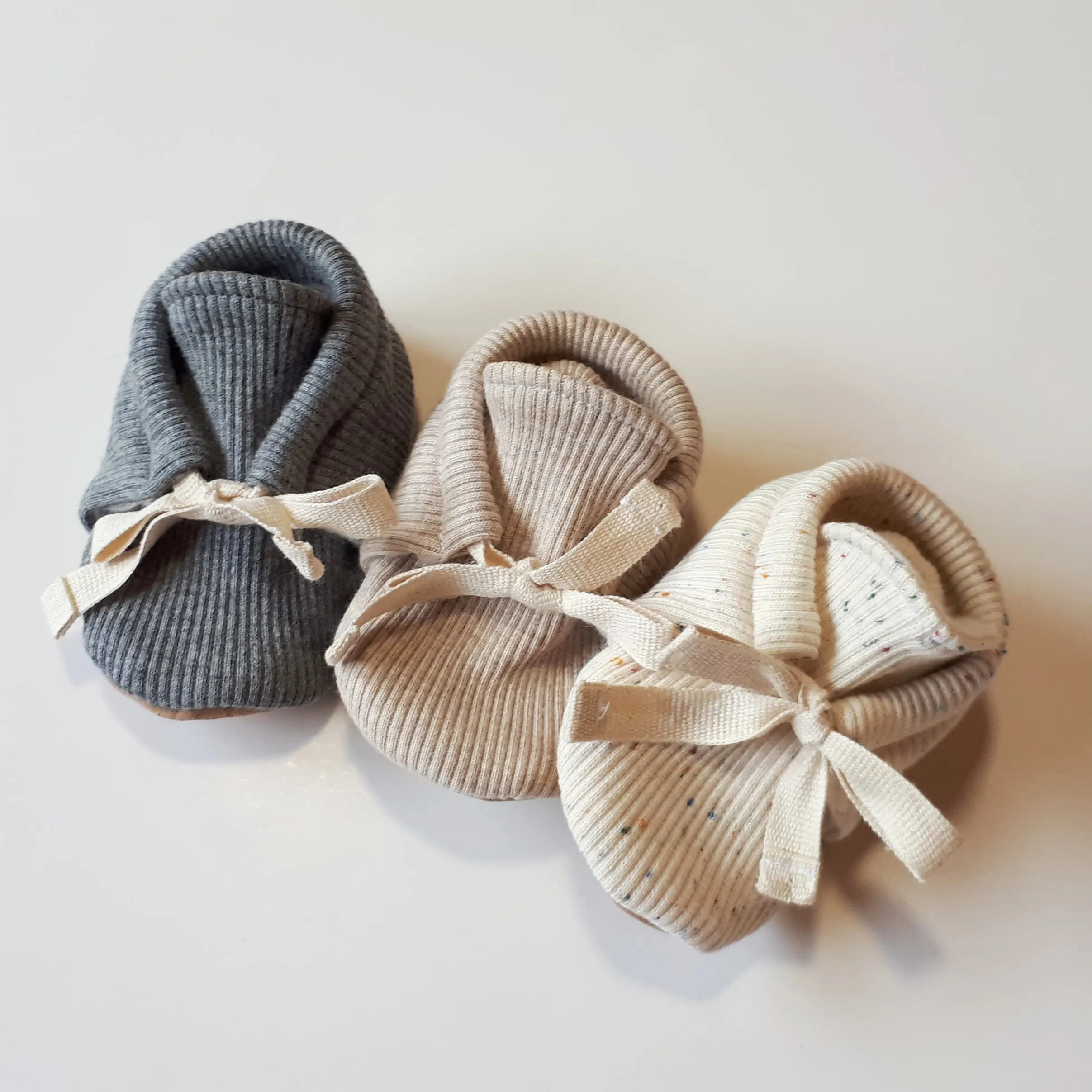 Organic Rib Booties - Oatmeal only size 12-24 months left