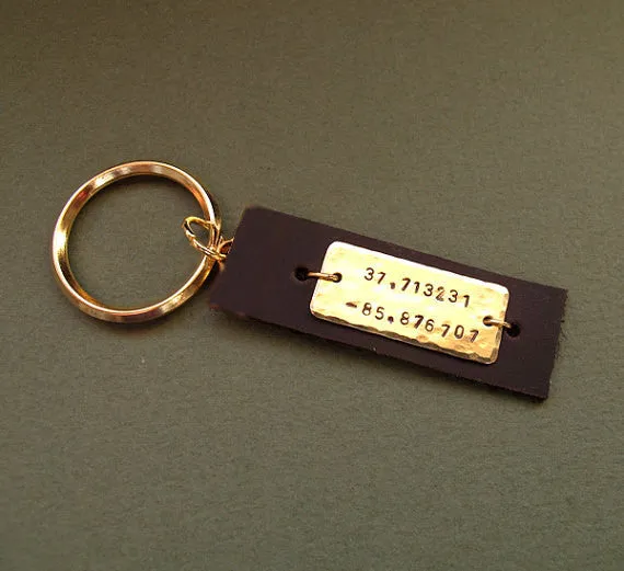 Pesonalized Black Leather Keychain