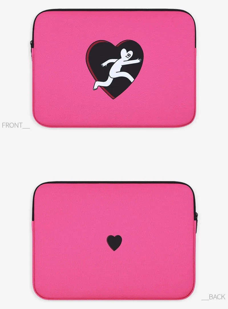 Pink Black Heart Graphic Laptop Sleeves iPad 11 13 15 inch Cases Protective Covers Handbags Square Pouches Designer Artist Print