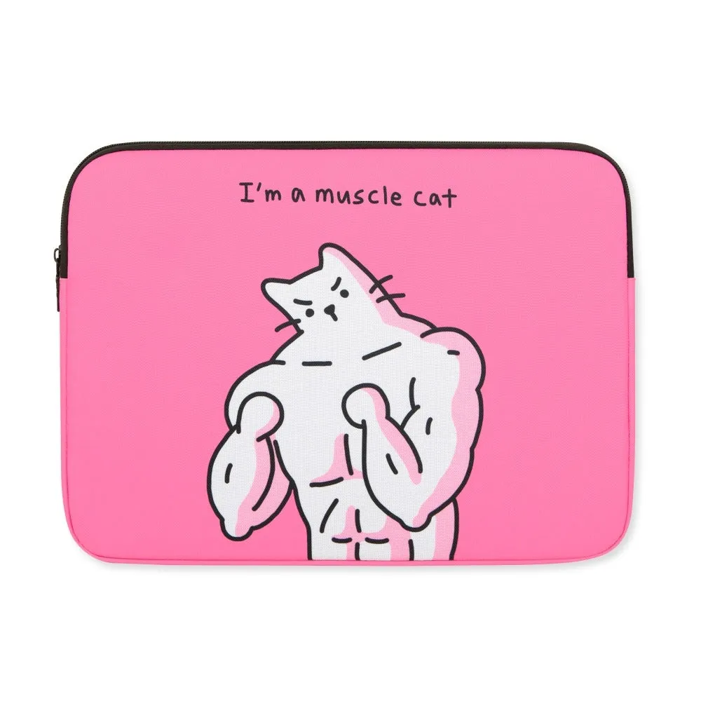 Pink Cat Graphic Laptop Sleeves 13 15 inch Cases Protective Covers Handbags Square Pouches Designer Artist Prints Cute Lightweig