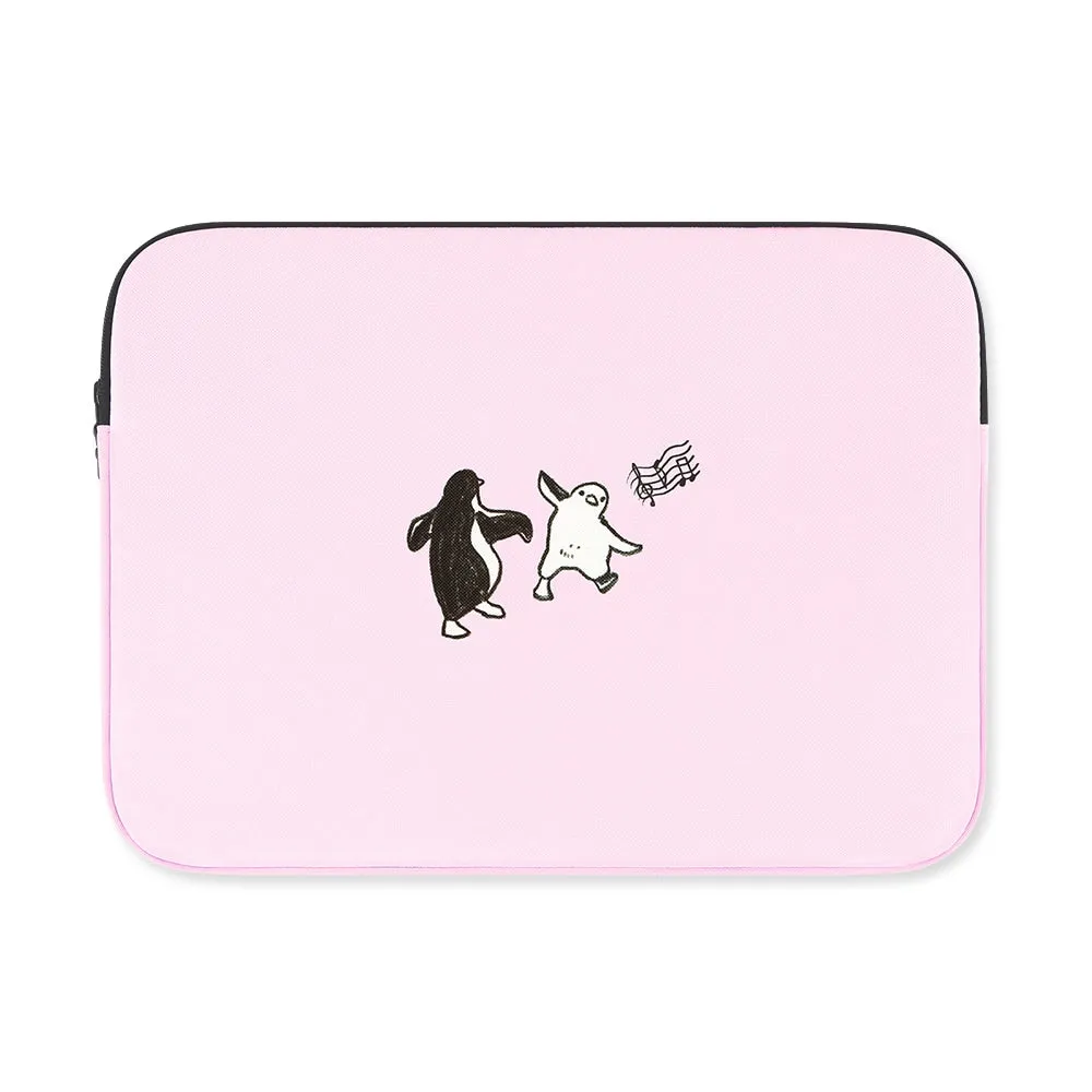 Pink Penguin Graphic Laptop Sleeves 13 15 inch Cases Protective Covers Handbags Square Pouches Designer Artist Prints Cute Light