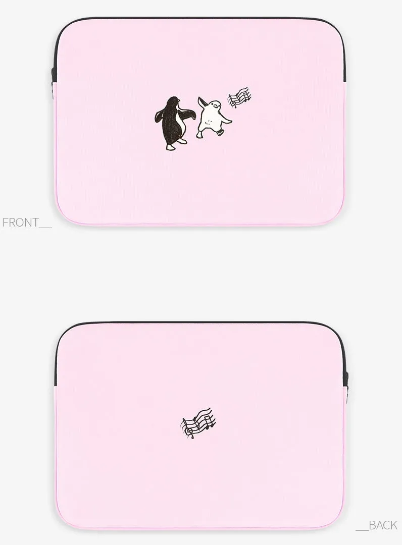 Pink Penguin Graphic Laptop Sleeves 13 15 inch Cases Protective Covers Handbags Square Pouches Designer Artist Prints Cute Light