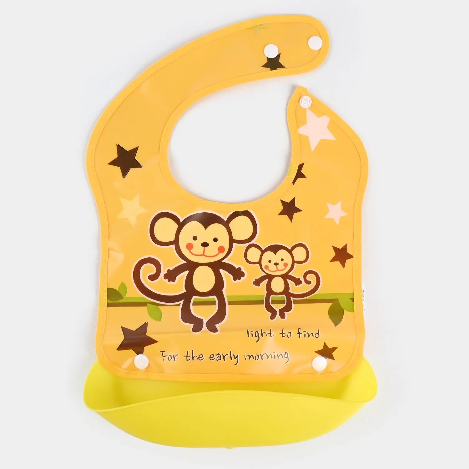 PLASTIC BIB WITH HOLDER FOR BABIES - YELLOW