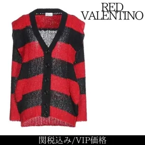 RED VALENTINO  |Stripes Casual Style Wool Nylon Street Style Long Sleeves