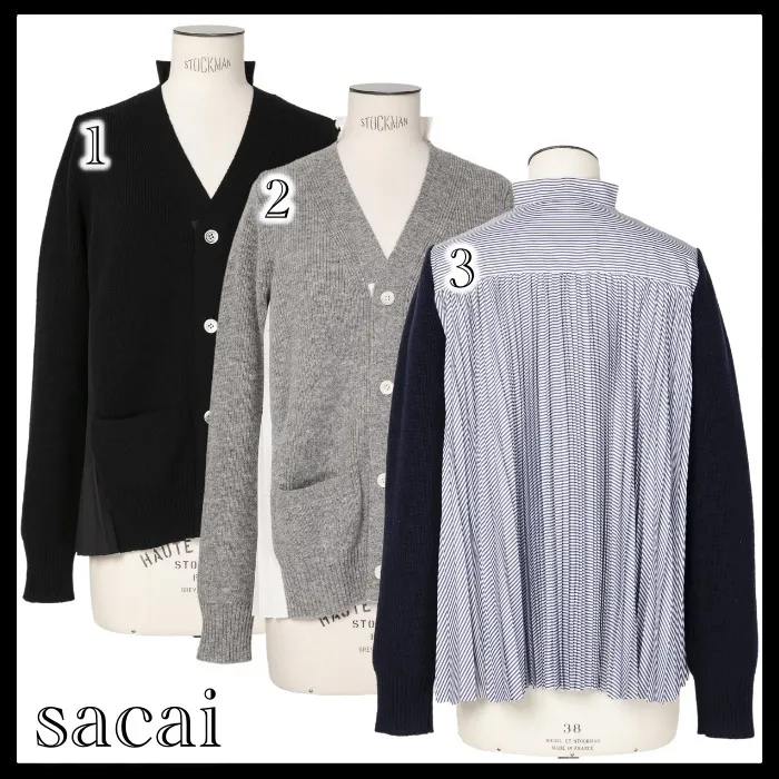 sacai  |Casual Style Wool Long Sleeves Plain Cotton Office Style