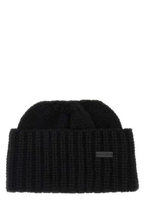 Saint Laurent Black Cashmere Beanie Hat