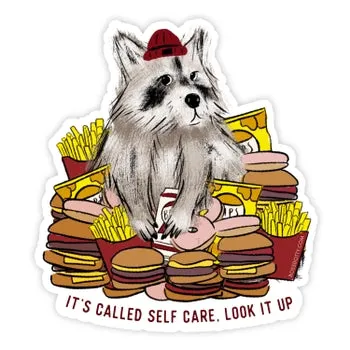 Self Care Raccoon Sticker