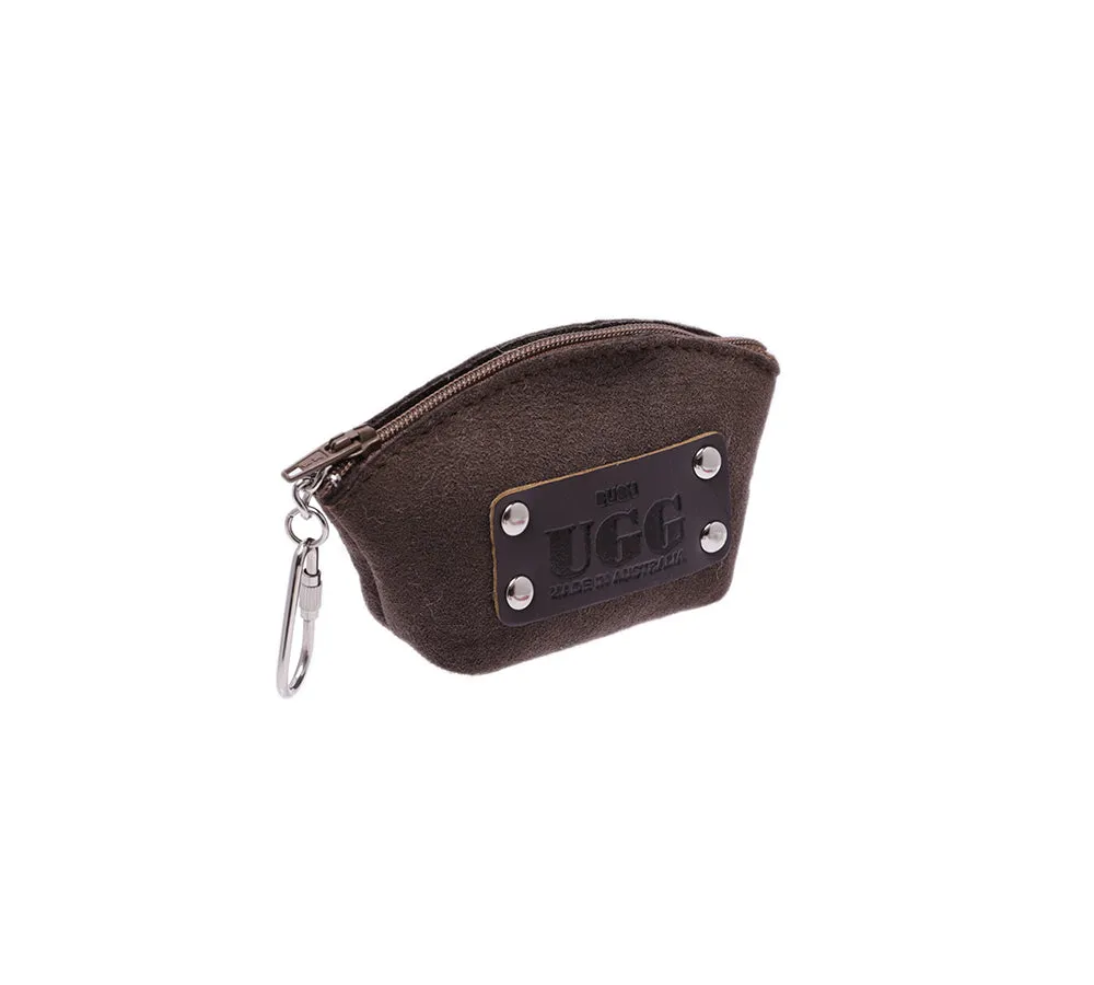 Sheepskin Wool Coin Zip Purse With Key Ring