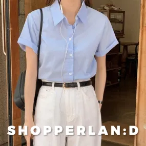 SHOPPERLAND  |Casual Style Plain Cotton Medium Short Sleeves Party Style