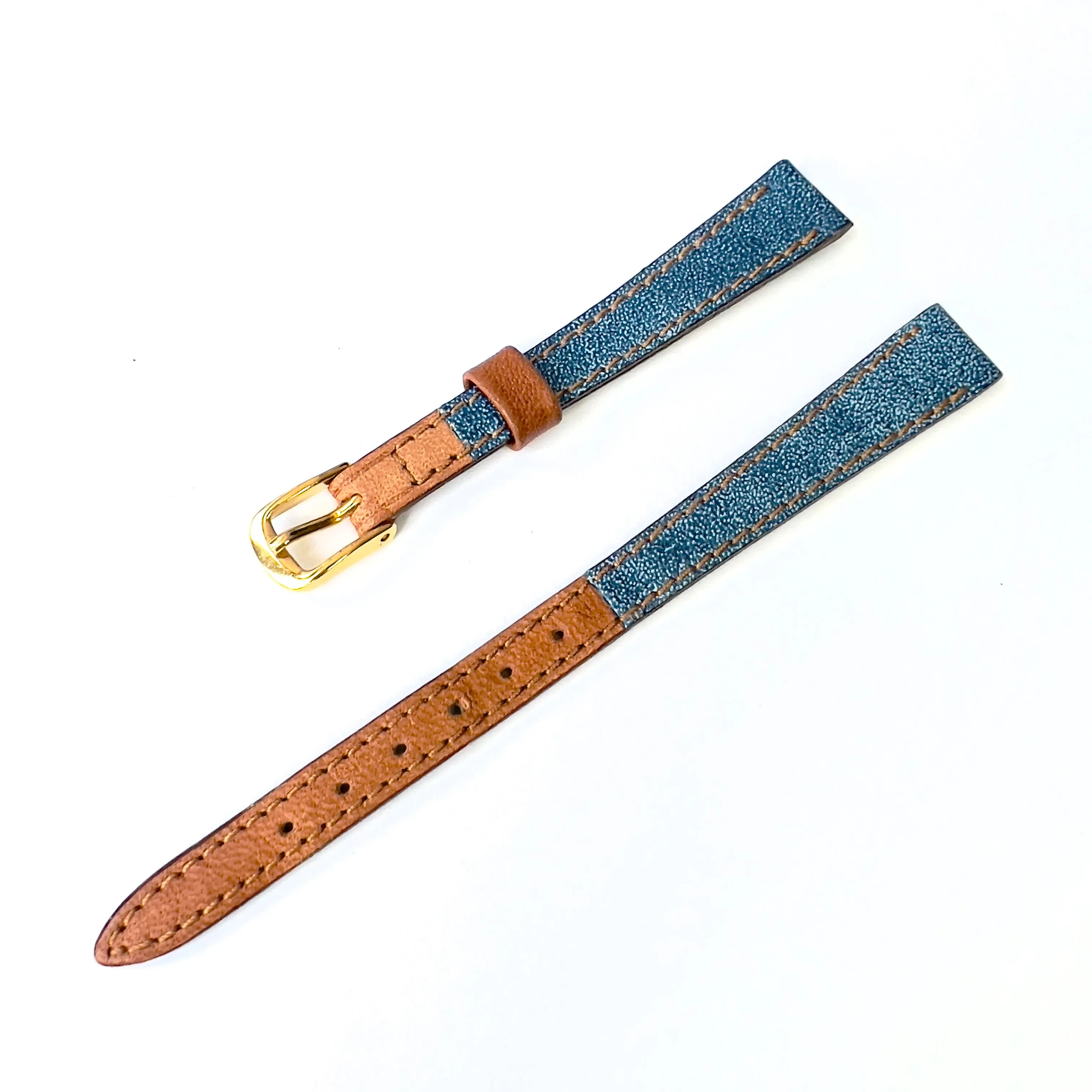 SPEIDEL 11/8mm Blue/Brown Leather Strap Band with Gold Tone Buckle