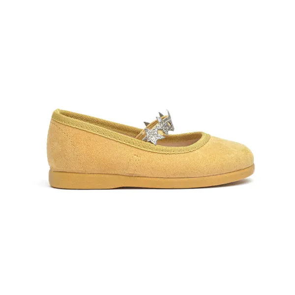 Suede Stars Elastic Mary Janes in Marygold