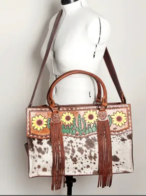 Sunflower Cactus Cowhide Purse