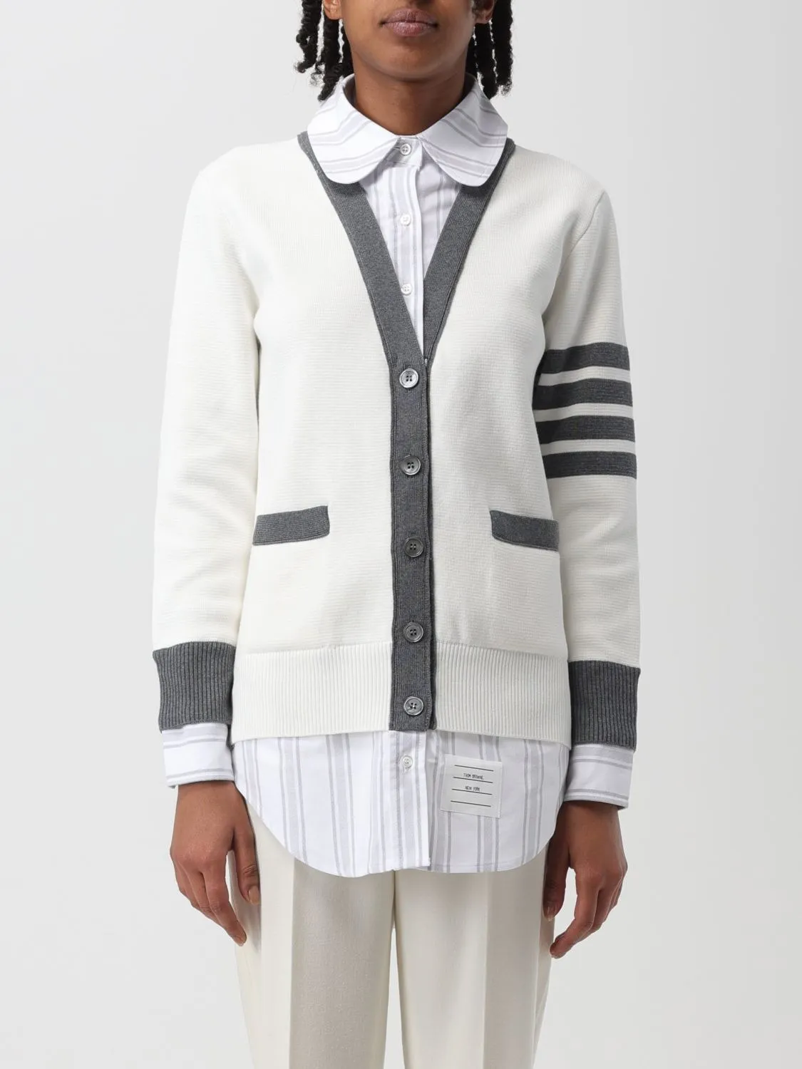 THOM BROWNE  |Stripes Casual Style Unisex Long Sleeves Plain Cotton