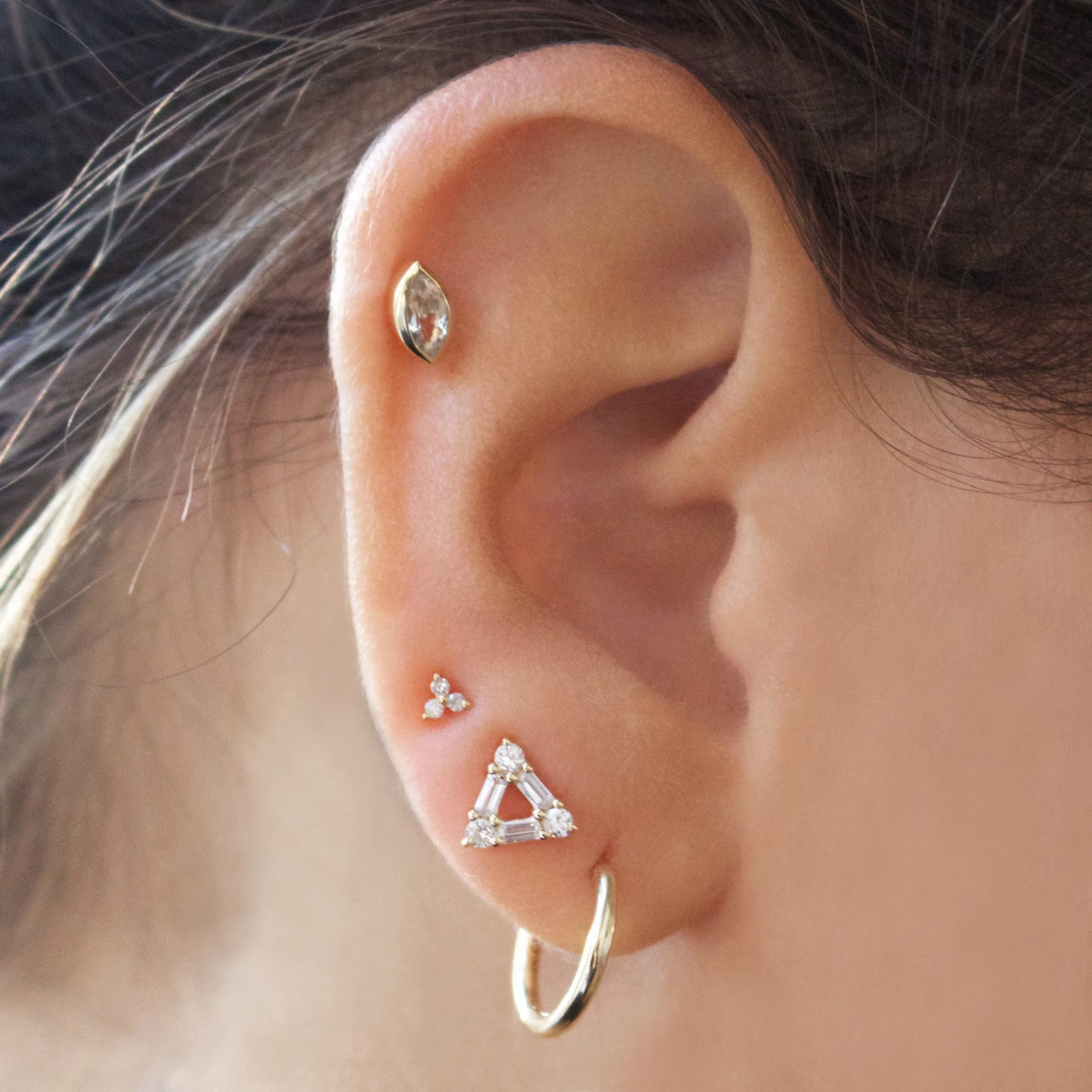 Trilogy Diamond Stud Earring