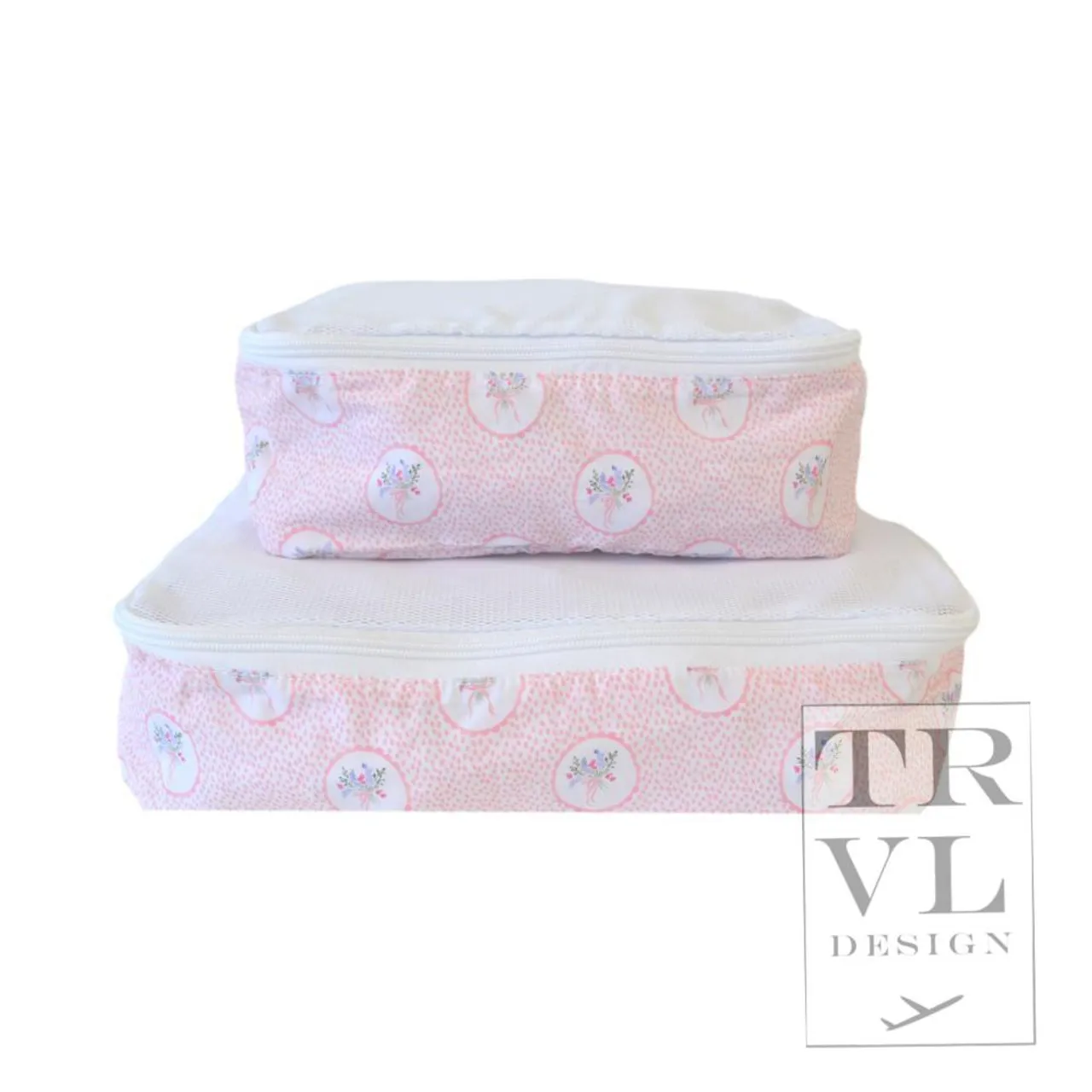 TRVL Luxe Travel Packing Cubes, Floral Medallion Pink