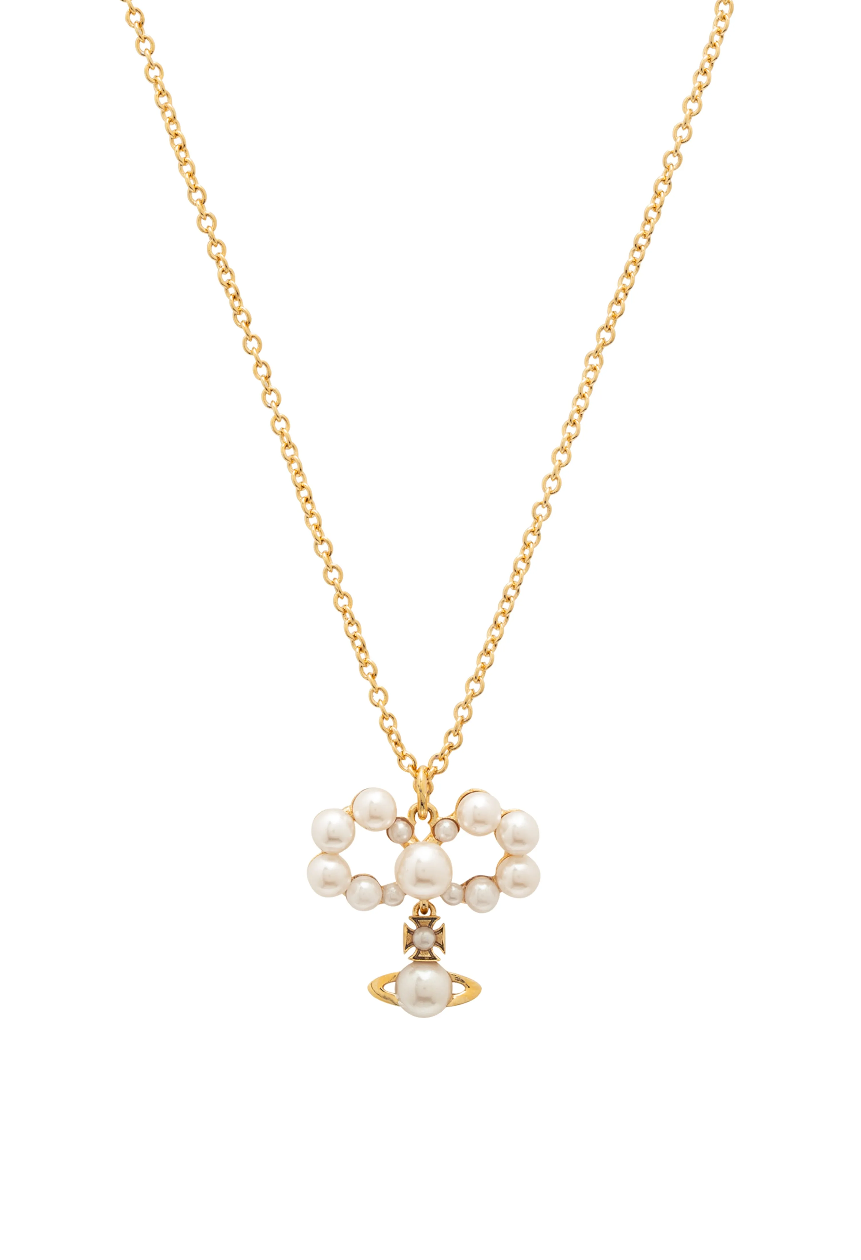 Vivienne Westwood Cream Rose Pearl Viviana Pendant Gold Plated *