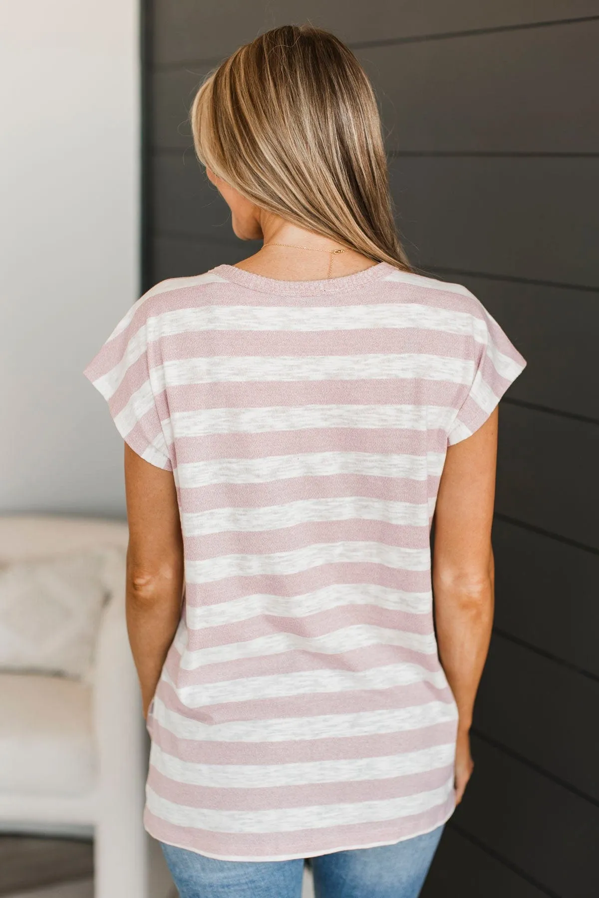 Worth The Hustle Striped Top- Blush