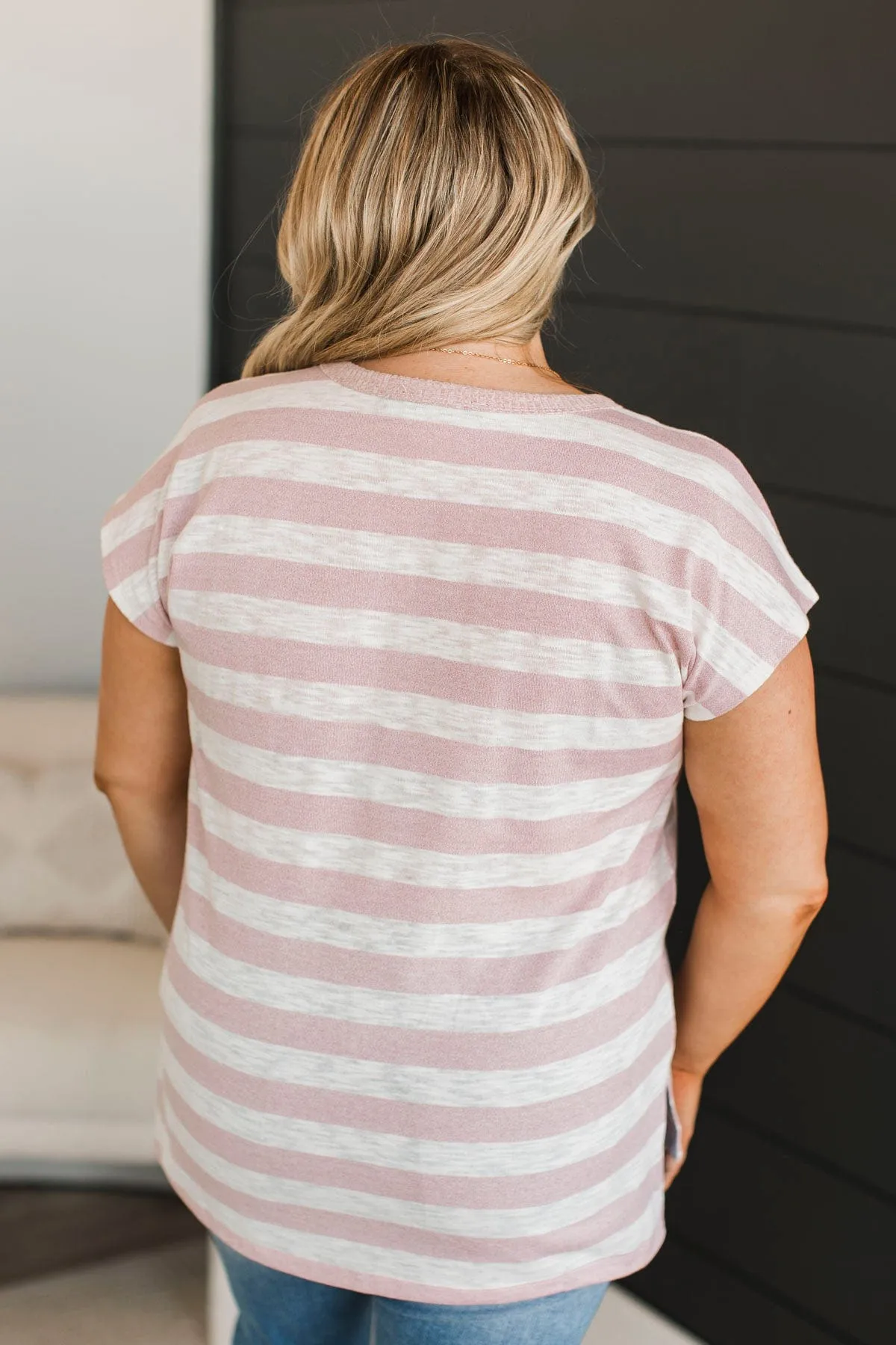 Worth The Hustle Striped Top- Blush