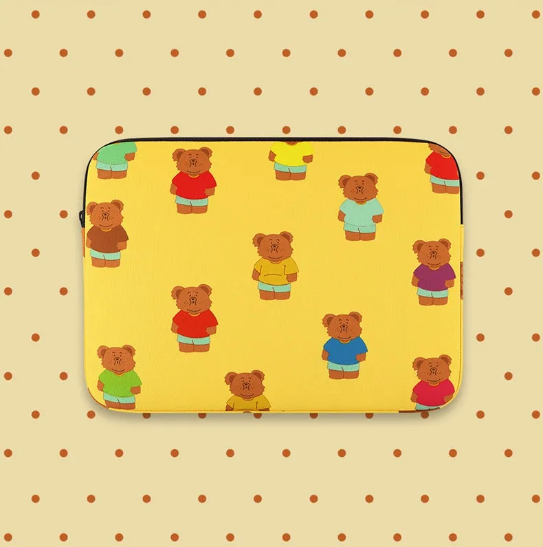 Yellow Bear Graphic Laptop Sleeves 13 15 inch Cases Protective Covers Handbags Square Pouches Designer Artist Prints Cute School