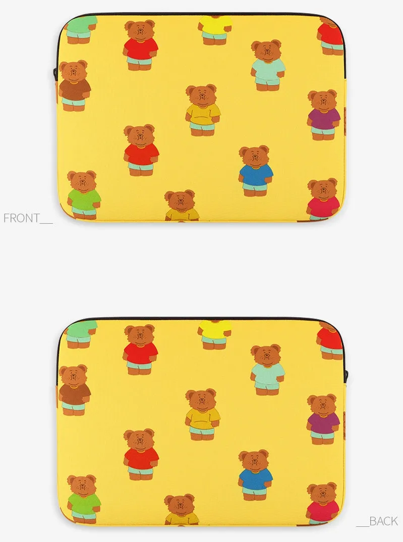 Yellow Bear Graphic Laptop Sleeves 13 15 inch Cases Protective Covers Handbags Square Pouches Designer Artist Prints Cute School