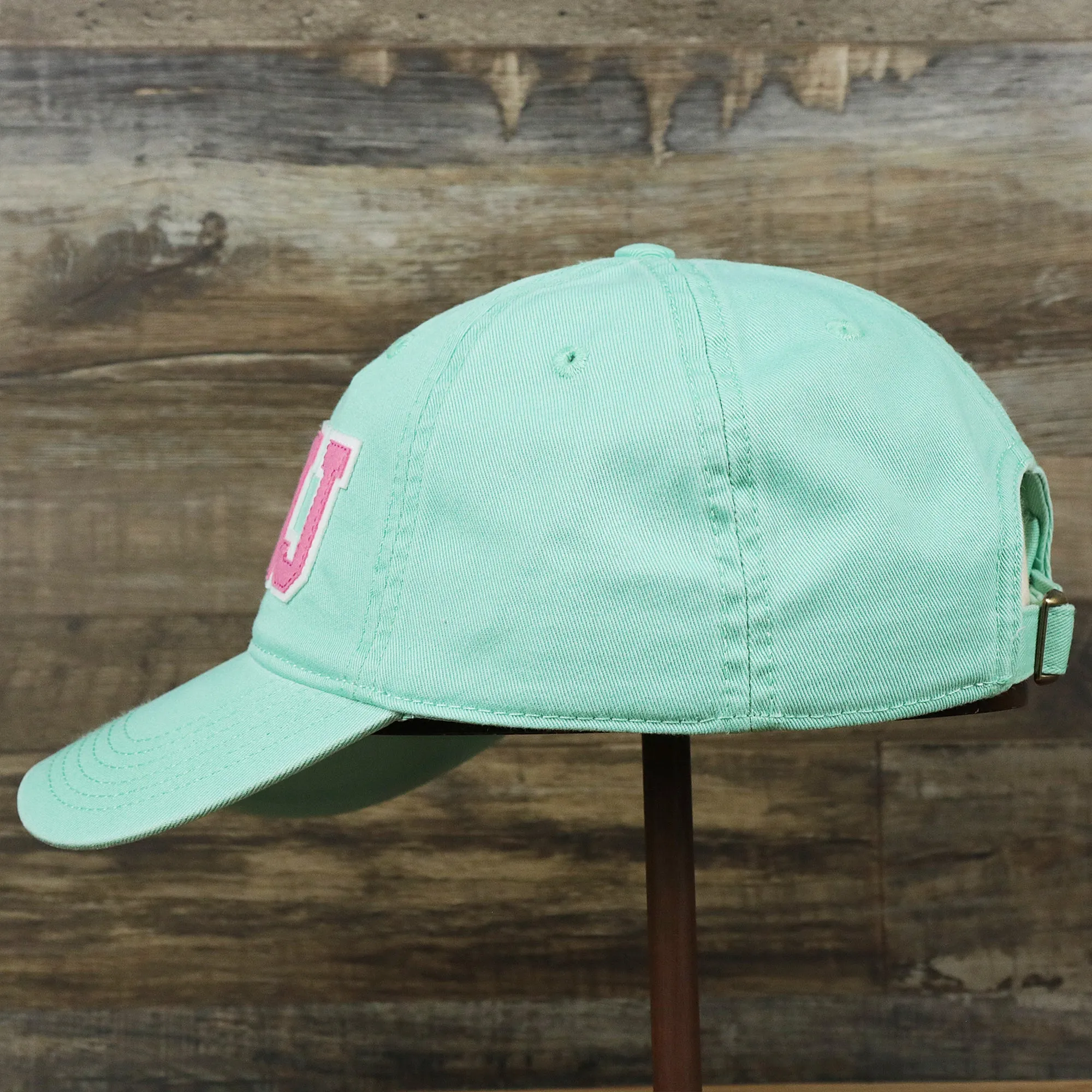 Youth Pink OCNJ Wordmark White Outline Dad Hat | Spearmint Youth Dad Hat